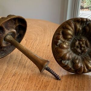 Antique Gold Gilt Ornate Heavy Round Curtain Tie Backs